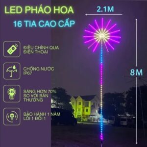 Led pháo hoa ngoài trời 2D 16 TIA